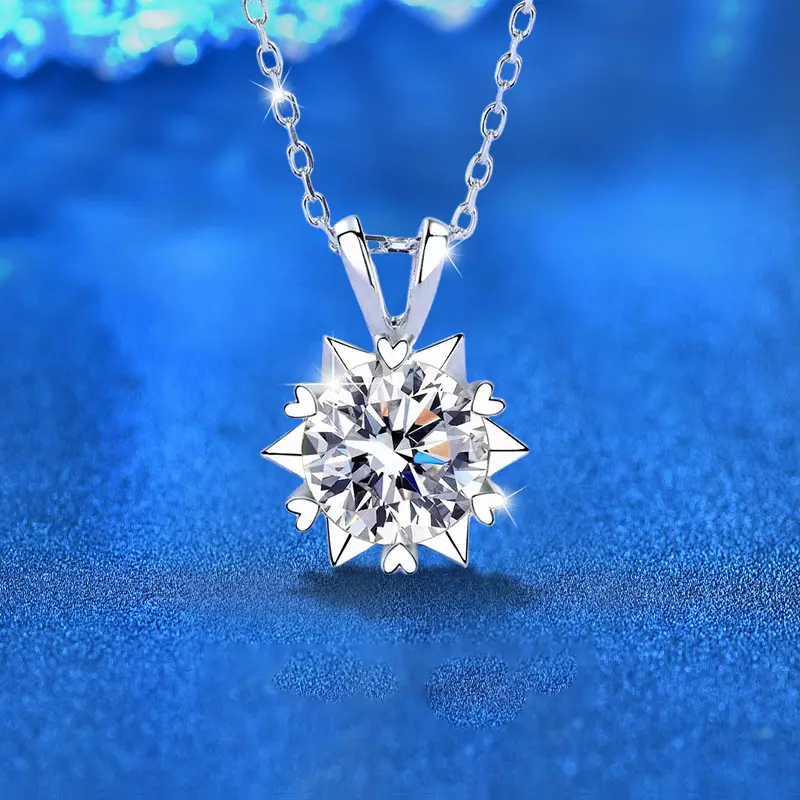 Wholesale Luxury 2ct Moissanite Pendant on 925 Sterling Silver Link Chain White Gold Fine Jewelry for Party Occasions or Gifts