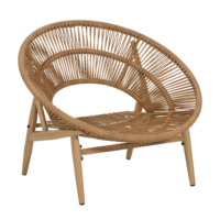 Cyril Outdoor Wicker Papasan Style Lounge Chair, Light Brown Wicker with Beige Cushion, Set of 1