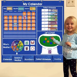 Tableau d'activités mural pliable personnalisé avec calendrier quotidien et cartes météo pour enfants, bureau et école - Product Image 3