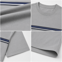 T-shirt à rayures avec logo personnalisé pour homme, coton premium, col rond décontracté, marque privée, fabricant de vêtements lifestyle OEM ODM