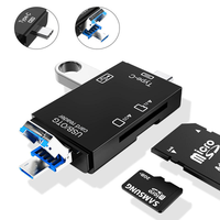 Adaptateur USB OTG 6-en-1, lecteur de carte SD/TF portable, adaptateur de carte SD compatible avec les téléphones mobiles, les ordinateurs/portables