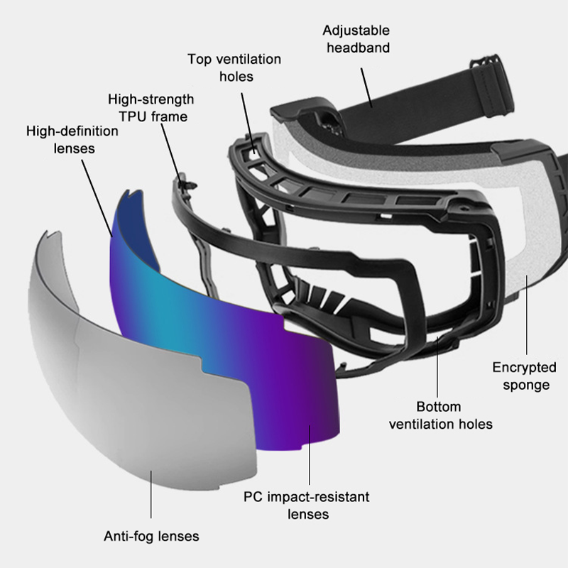 OEM 2025 Custom Logo Frameless Retro Anti-Fog Ski Goggles Men's Women's Sports Eyewear Magnet Snow Googles for Snowboarding