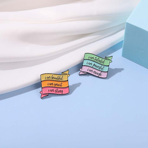 Semplice e rinfrescante inglese citazioni motivazionali serie-spilla in metallo verniciato lega per la decorazione di vestiti e borse - Product Image 4