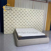 HuanHao HOME Panneau mural de fond personnalisé pour chambre à coucher de luxe européenne, avec tête de lit rembourrée et moelleuse, pour l'intérieur des chambres de villa