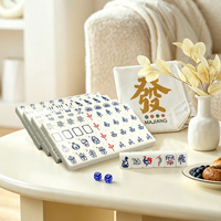 Ensemble de Mahjong de Luxe Style Singapourien 156 Tuiles 42*30*10mm en Mélamine Fait Main Exquis Qualité Supérieure 4 Tuiles Animaux Cadeau