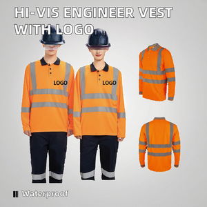 Chaleco de Seguridad Reflectante de Alta Visibilidad para Ingenieros de Construcción, Camiseta Polo de Manga Larga de Alta Visibilidad, Logotipo Personalizable, Hecho de Algodón - Product Image 2