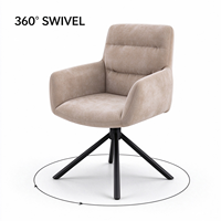 Fauteuil moderne à dossier haut en tissu gris clair rembourré avec pieds en métal noir robustes, base pivotante à 360 degrés pour une utilisation dans le salon