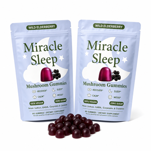 Gummies aux champignons Reishi avec GABA et Safran - Complément végétalien pour le sommeil avec Camomille et <span class=keywords><strong>Passiflore</strong></span>, Sans sucre, Vente en gros - Product Image 1