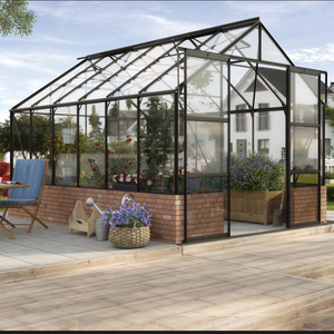 Serre de jardin haute résistance en métal noir résistant au vent avec verre trempé, écologique pour l'arrière-cour - Product Image 2
