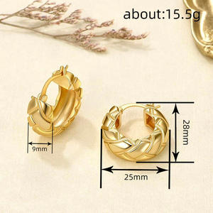 Golden <b>Hoop</b> <b>Earrings</b> 22k Gold Plated Classic Women's Everyday Wear Jewelry <b>Fine</b> <b>Earrings</b> - Product Image 5
