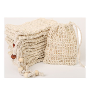Bolsa de jabón de lino y algodón de 14*9cm, Red de espuma de almacenamiento, limpiador Facial con cordón, protector de jabón de Sisal Natural - Product Image 1