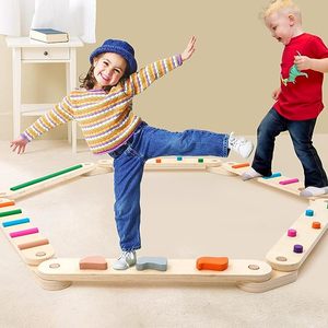 Marchepieds en bois équilibre pour enfants step stone meubles jouet enfant en bas âge activité gym Balance Beam - Product Image 1