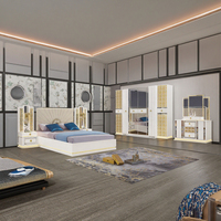 Très Brillant Luxe Blanc Oem Vente en Gros Royal Luxe Double King Size Lit Principal Maison Moderne Ensemble de Meubles pour Chambre à Coucher Complète