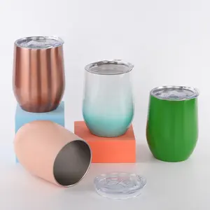 Hot Selling Egg Shape Cups Double Wall Stainless Steel Custom 12oz 360ml Wine Tumbler Coffee Beer Mug With Lid