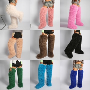 Bottes hautes SHIKOL <span class=keywords><strong>pour</strong></span> femmes, marron, blanc, rose, bottes au-dessus du genou, mode, fourrure pelucheuse, longues, bottes en fourrure de Mongolie - Product Image 4