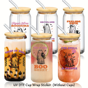 Pegatinas de Fantasmas de Halloween, Impresas con UV, PVC Rectangular, Autoadhesivas, Decoración Festiva QT1499, Paquete de 9 - Product Image 3