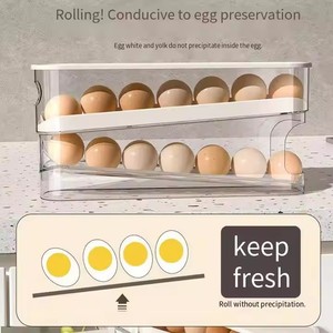 Kitchen 2 Layers Transpents Automatic <b>Rolling</b> Egg Dispenser and Storage Organizer Container Refrigerator Egg Storage <b>Box</b> - Product Image 6