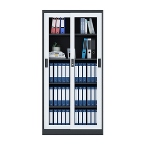 Armoire de classement en acier avec porte coulissante verrouillable, design moderne et étagères réglables pour bureau à domicile et appartement - Product Image 4
