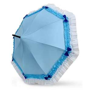 TX11144 синий зонт для невесты с изображением башни принцессы, УФ-защита, Свадебный женский праздничный зонт, кружевной зонтик Лолита - Product Image 3