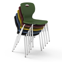 Chaise et table d'école en polypropylène moulé par injection monobloc à quatre pieds avec cadre chromé