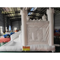 Château Gonflable Blanc avec Toboggan, en PVC Commercial, pour Mariages, Fêtes, Événements en Jardin, Location