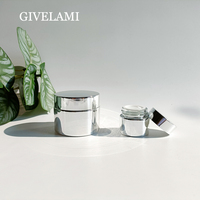 Großhandel 15g/30g/50g silbernes Glas Creme glas mit silbernem Kunststoff deckel Kosmetik behälter für Hautpflege verpackungen