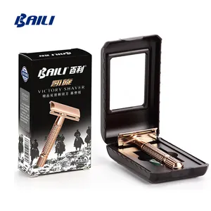 Baili Big Sale Razor Manufacturer Portable Shaving Kit Rose Gold Safety Razor