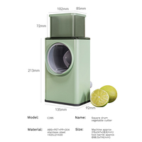 Trancheuse manuelle rotative carrée pour légumes, avec goulotte d'alimentation 40 % plus large, lames en acier inoxydable 304, râpe à fromage et coupe-légumes à manivelle pour cuisine