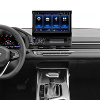 Radio Mobil Android 10 1 Din dengan Layar Retractable 7 inci, Navigasi GPS, Wifi, Bluetooth, dan Pemutar Multimedia