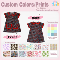 Robe trapèze rouge pour petites filles, imprimé Texas, motif dessin animé, manches courtes, en coton écologique, pour fêtes et usage quotidien