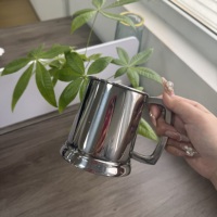 Tasse à bière à fond en verre trempé en acier inoxydable 304 avec poignée Verre à vin pour bar restaurant