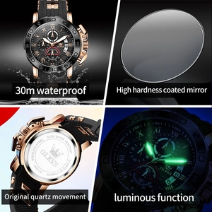 Olevs 9986 Người Đàn Ông Của Đồng Hồ Thể Thao Silicone Dây Đeo Không Thấm Nước Sáng Thời Gian Thạch Anh Cổ Tay Sang Trọng Thương Hiệu Hàng Đầu Người Đàn Ông Đồng Hồ Reloj Masculino - Product Image 5