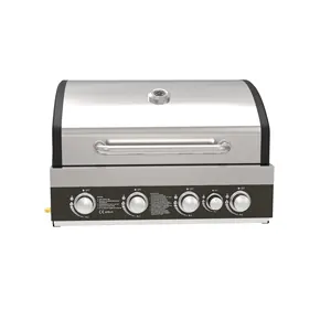 室外厨房内置燃气烧烤烤架4个燃烧器12Kw功率不锈钢材料铸铁烹饪格栅