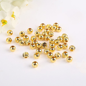 Lisheng Jewelry 18K Gold Plated Round Beads 6mm <b>Spacer</b> Beads For DIY Jewelry Making Bracelets Necklaces Accessories - Product Image 3