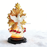 Sculpture en résine Colombe de l'Esprit Saint avec lumière LED, Ornement de décoration religieuse pour la maison