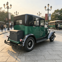 Voiture électrique vintage élégante vert foncé, type buggy, pour le transport de invités de mariage, avec moteur AC, 5-6 places, certifiée CE