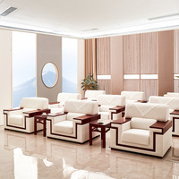 Nouvel ensemble de canapés de bureau en tissu de style chinois, mousse de densité moyenne, structure en bois, table basse, salles de conférence, zones de réception