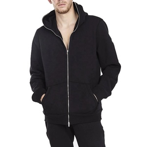 Sweat à <span class=keywords><strong>capuche</strong></span> 100 % coton pour hommes et femmes, <span class=keywords><strong>noir</strong></span>, en tissu épais 320 g/m², personnalisable avec logo transfert strass et fermeture éclair intégrale, idéal pour l'automne – Vente en gros directe usine - Product Image 4