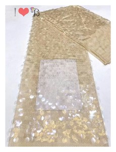 Tissu <span class=keywords><strong>en</strong></span> dentelle à paillettes <span class=keywords><strong>or</strong></span> champagne, <span class=keywords><strong>prix</strong></span> d'usine Blinglace, broderie <span class=keywords><strong>en</strong></span> dentelle à paillettes pour fête - Product Image 4