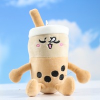 Porte-clés en peluche doux et multicolore, motif dessin animé, avec rembourrage en coton PP, cadeau adorable pour les fans de thé au lait Boba