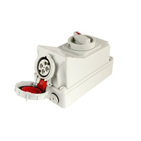 Prise murale industrielle sécurisée 5110, 400V 63A 3P+E IP67, 4 prises, étanche à l'eau et à la poussière, 50/60Hz
