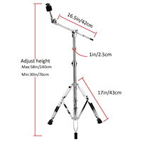 Heavy-Duty Double Braced Cymbal Stand Stainless Steel Adjustable Height Counterweight Large Rubber Feet for Musical Instruments