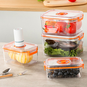 Vacuum Sealed Food Grade Plastic Containers Rectangle Clip On Lid Microwave Safe For Fruits Vegetables Storage - Product Image 1