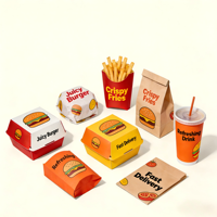 Boîte à hamburger en carton écologique en canne à sucre, personnalisable avec logo, résistante à la graisse, pour emporter