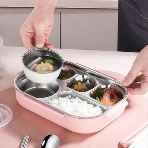 Boîte à lunch en acier inoxydable pour enfants à <span class=keywords><strong>5</strong></span> <span class=keywords><strong>compartiments</strong></span> avec bol à soupe, récipient de stockage alimentaire, boîte bento pour l'école, les étudiants, les adultes, le bureau - Product Image 5