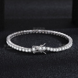 ओगेफेली मोइससानाइट टेनिस ब्रैसलेट 1 रो-925 925 स्टर्लिंग सिल्वर ग्राम बनाम डी रंग का गोल्ड प्लेटेड चेन हिप हॉप - Product Image 2