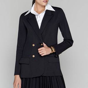 2025 <b>Spring</b> <b>Women's</b> Business Casual High Quality Black Regular Jacket Lady Blazers <b>Coat</b> Custom Logo Breathable Cotton - Product Image 1