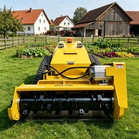 Tondeuse à fléaux électrique automotrice sur chenilles avec système de télécommande sans fil, tout-terrain, pour la débroussaillage des terrains communautaires et la montée sur pentes