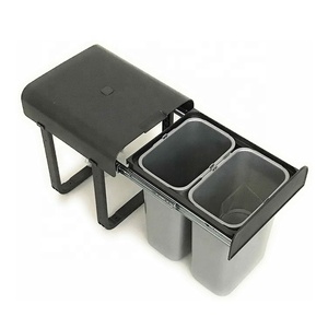 2022 New Arrival Double Bins Plastic Sliding Pull Out Waste Bins for Kitchen