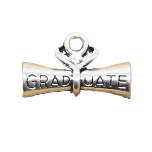 Breloques diplôme d'études supérieures degré 22x13mm tibétain argent couleur pendentifs Antique fabrication de bijoux bricolage artisanat fait main - Product Image 1